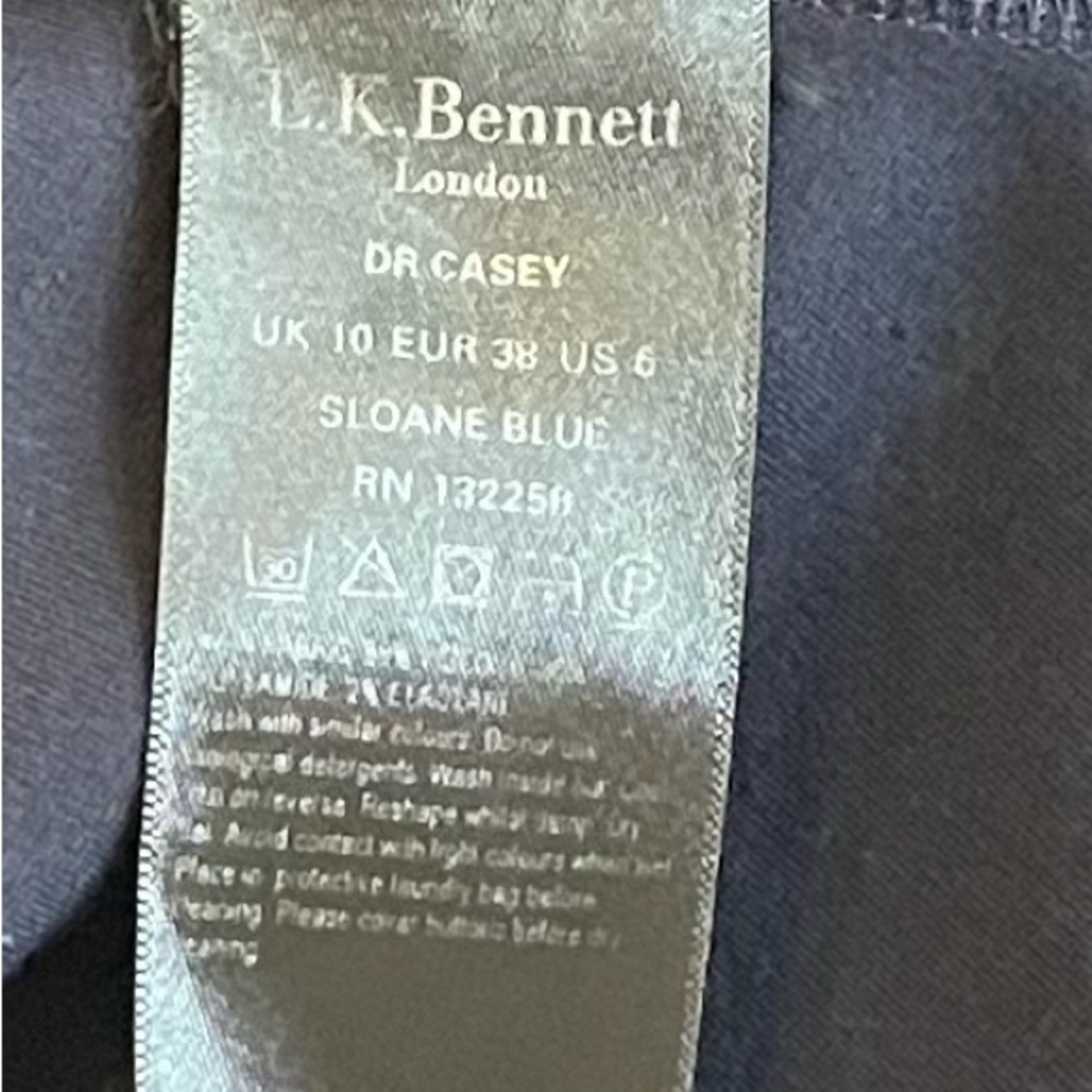 LK Bennett Navy Blue Casey Dress with Gold Buttons Size 6 - Picture 6 of 10